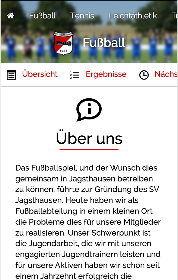 Screenshot der mobilen Version